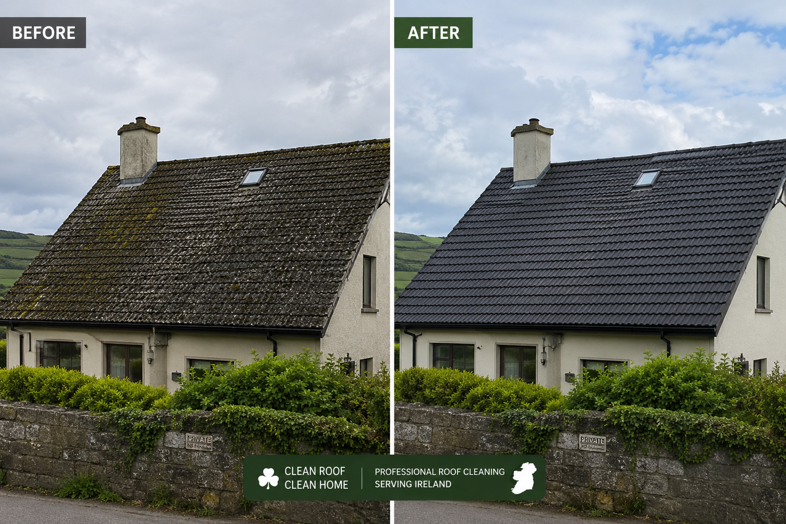 Revamp Exterior Cleaning team cleaning a roof in Kildare